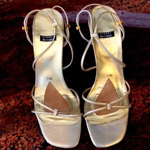 Stuart Weitzman gold dress sandals w/rhinestones